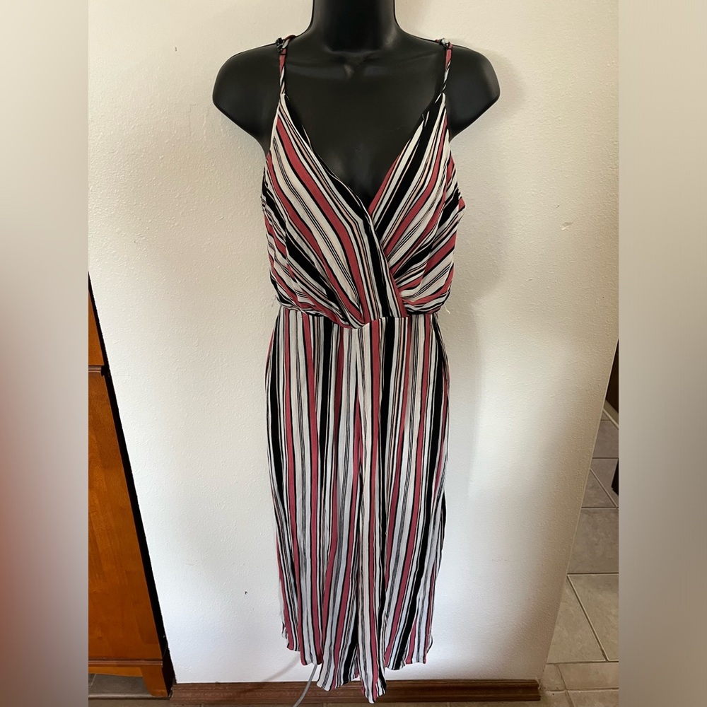 Strappy striped romper